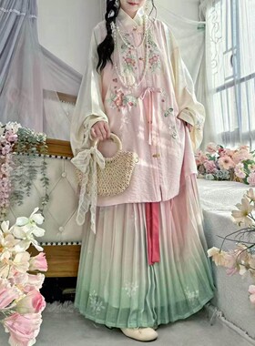 【春序】明制绣花比甲交领琵琶袖日常2026春新款少女汉服