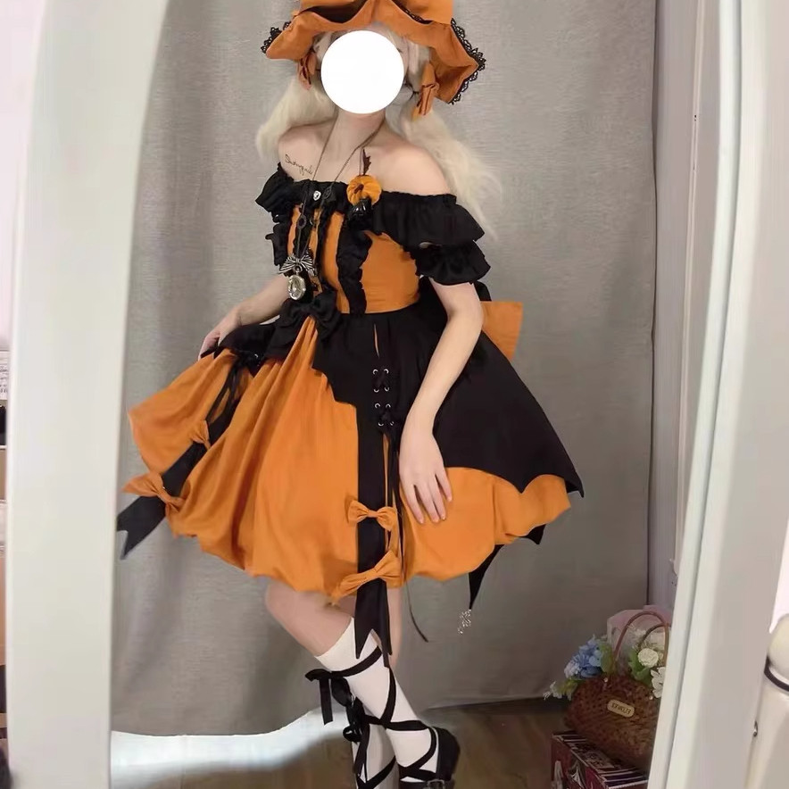 南瓜小魔女洛丽塔连衣裙lolita 巫女成人jsk洋装甜美公主裙万圣节