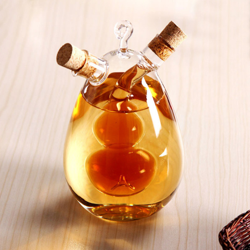 二合一油瓶两用油醋瓶双层葫芦型耐高温高硼硅玻璃桌面吃饺子油壶