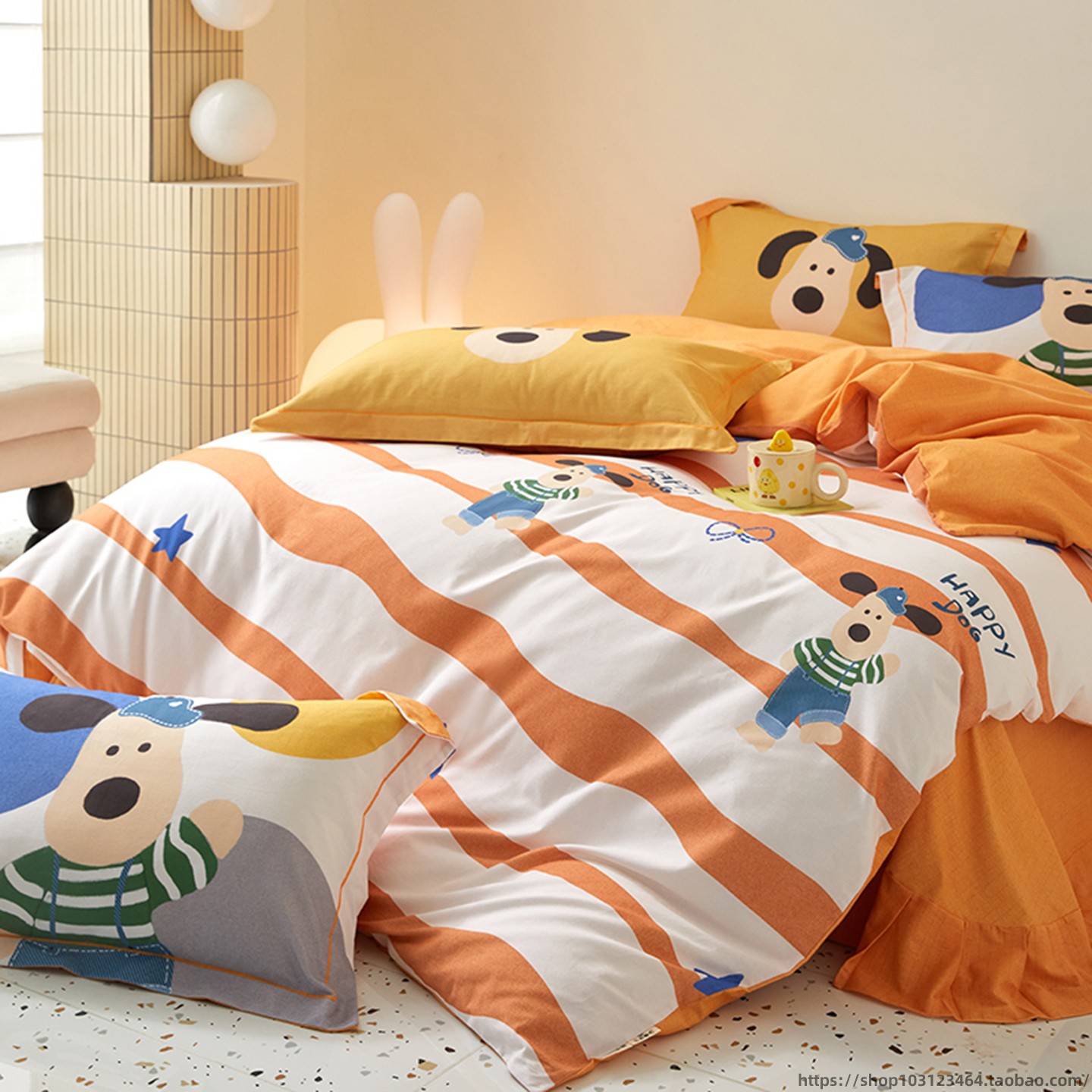 2025新款卡通全棉磨毛被套三件套