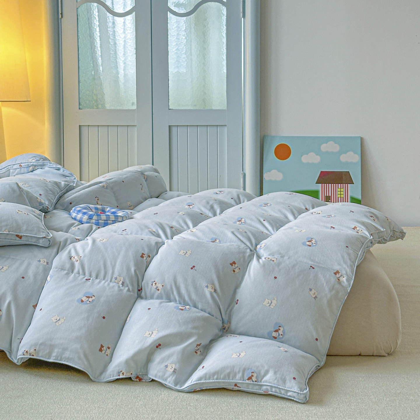 A类双层纱全棉鹅绒丝被芯儿童学生羽丝被子羽毛被春秋冬被单人120