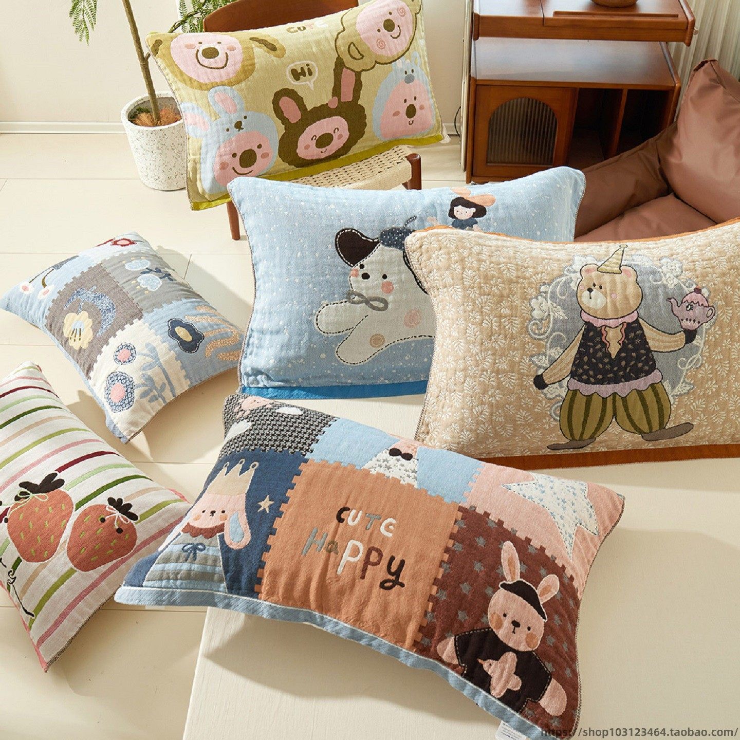 新品四层加厚纱布枕巾家用可爱卡通成人儿童枕头盖巾全棉纯棉宿舍,床上用品,枕巾,淘宝优惠券,粉丝福利购,淘宝优惠卷