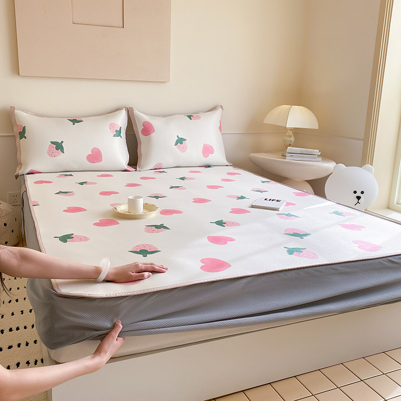 夏季冰丝凉席三件套可机洗2024新款夏天席子学生宿舍单人婴儿可用,床上用品,冰丝席,淘宝优惠券,粉丝福利购,淘宝优惠卷