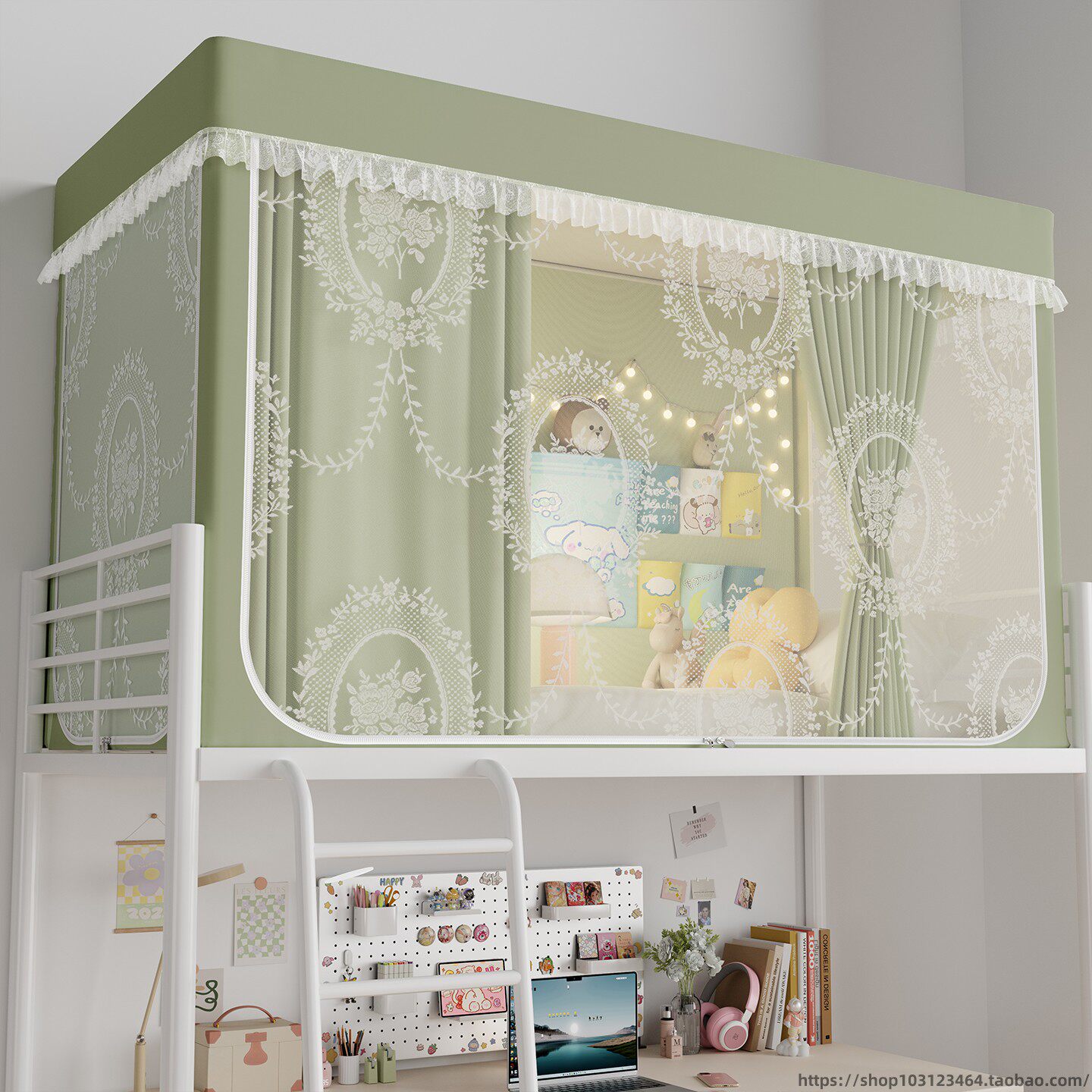 2025新款全封闭式蚊帐防摔防尘防虫宿舍遮光床帘全包一体式90x190