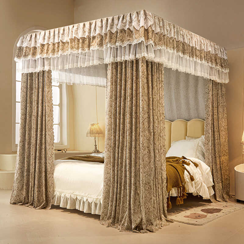 双层遮光蚊帐落地式法式床幔