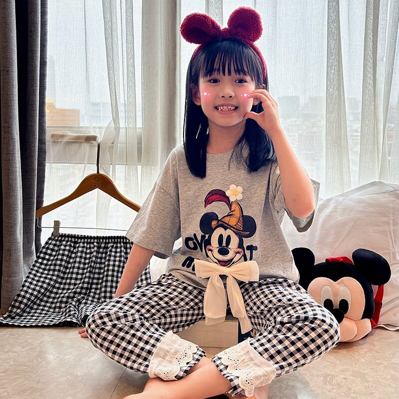 女童春夏莫代尔薄款公主睡衣三件