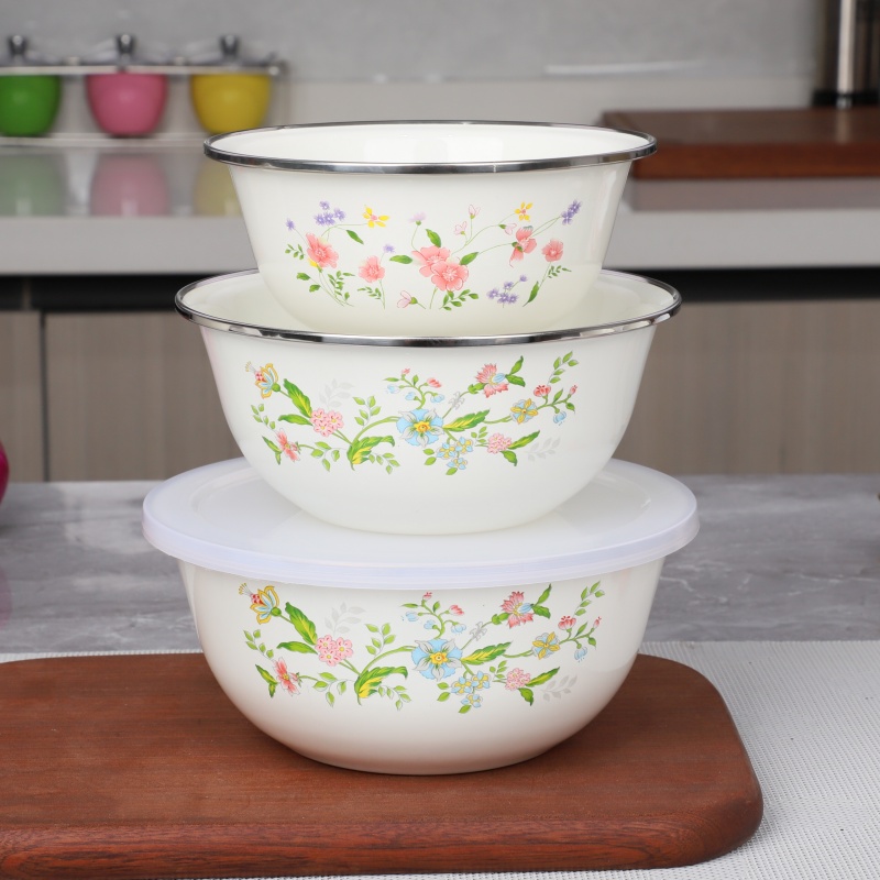 加厚搪瓷碗带盖怀旧猪油碗盆