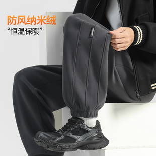 欧洲站加厚防风裤男款秋冬宽松运动裤束脚卫裤加绒冬季裤子休闲裤