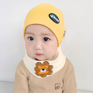 A类德绒宝宝帽子围脖套装春秋季洋气可爱韩版儿童帽子围巾两件套