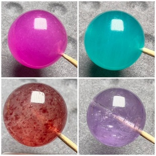 一物一图纯天然紫水晶散珠14散珠舒俱来发晶海蓝宝海纹石蜜蜡翡翠