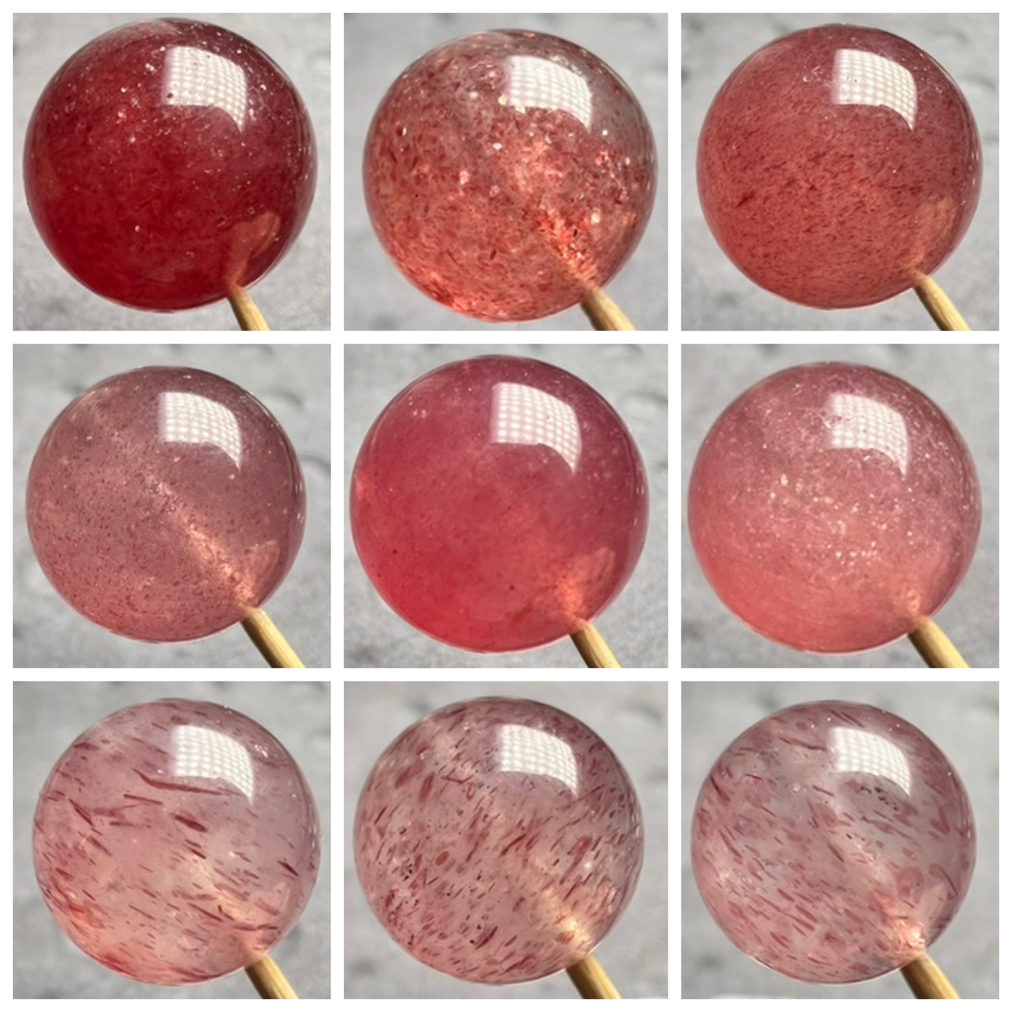 一物一图纯天然草莓晶单珠14/16/18散珠芙蓉石DIY手链多宝散珠粉