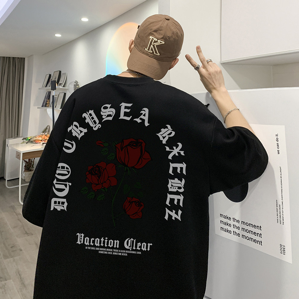 数据超好抖音重磅210克棉潮牌印花宽松短袖t恤T551-P25,男装T恤,电商A486