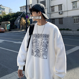 W118-P28港风潮流ins韩版印花圆领宽松卫衣男大码外套，男装卫衣，电商A486