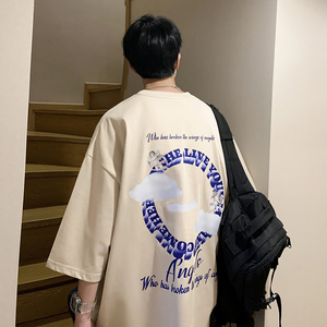 数据超好 重磅纯棉 2023夏装新款潮牌印花宽松短袖t恤  T301-P25图片