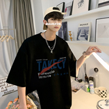 wassupcandy重磅短袖t恤男夏季美式潮牌oversize五分袖宽松上衣，男装T恤，电商A486