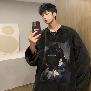 加绒加厚vintage美式重磅520g卫衣男秋冬季潮牌无帽高街oversize图片