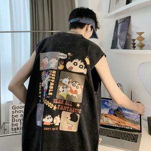 自行拼款 240克重磅 欧美式潮牌男女水洗背心无袖t恤 BX115-P35图片
