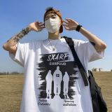 直播有280克精品纯棉220克重磅美式潮牌印花宽松短袖t恤T790-P25，男装T恤，电商A486