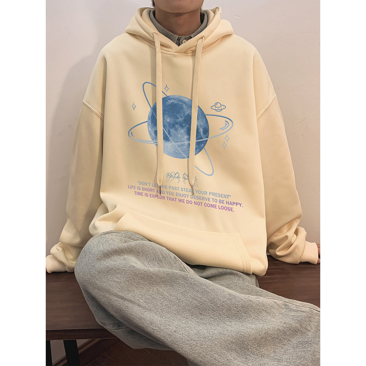 重磅华棉2023春装美式潮牌印花宽松连帽卫衣外套W577-P50,男装卫衣,电商A486