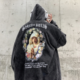 抖音品质重磅美式高街做旧水洗复古炒雪花潮牌连帽卫衣D117-P65，男装卫衣，电商A486