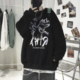 韩版潮流嘻哈ins风卡通印花圆领宽松卫衣外套W119常规P28加绒P37，男装卫衣，电商A486