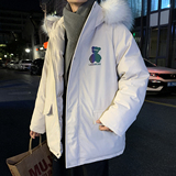冬装新款韩版印花小熊棉衣外套加厚带毛领连帽棉服Y862-P128，男装棉衣，电商A486