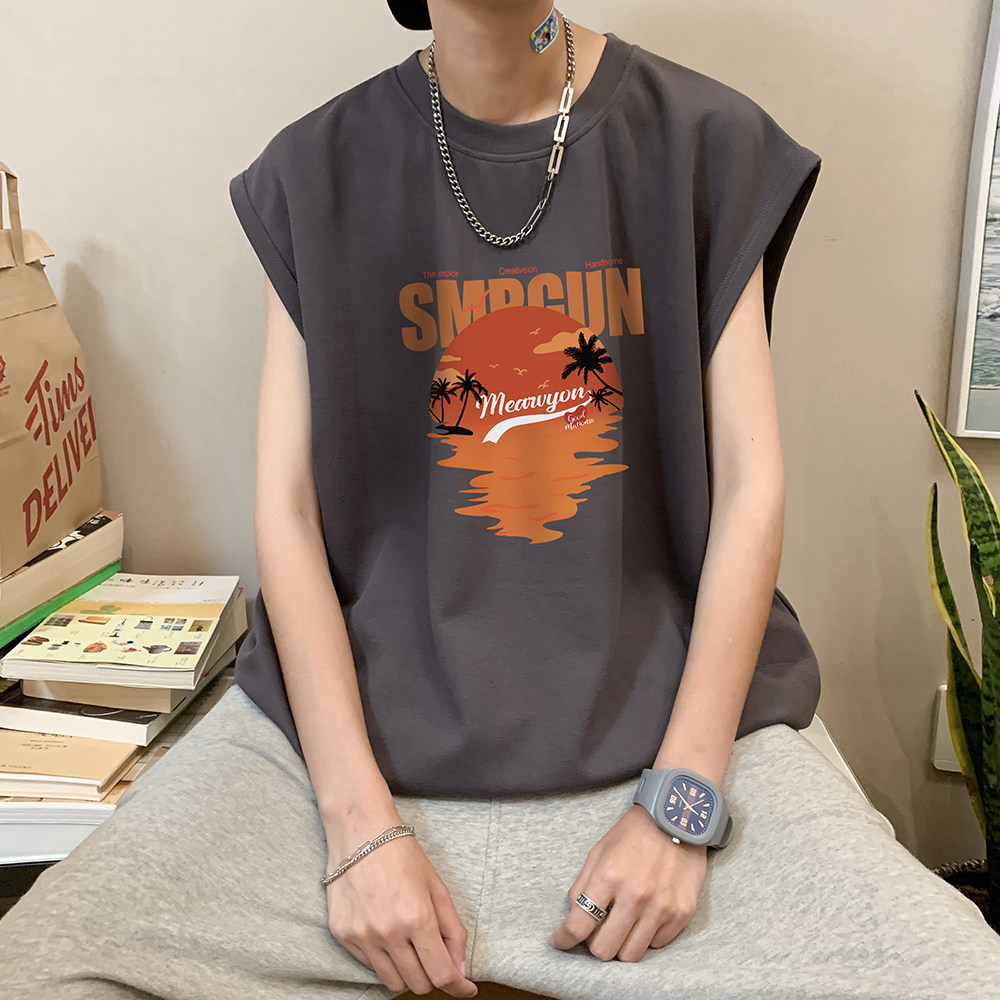 数据超好 抖音品质 印花宽松无袖背心韩版ins风潮牌t恤 BX602-P20图片