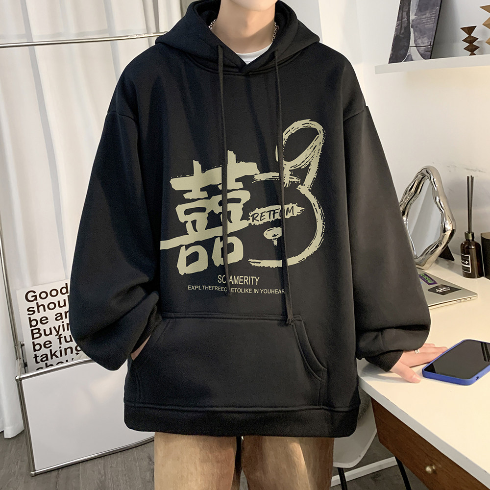重磅华棉2023春装美式潮牌卡通宽松连帽卫衣外套W668-P50,男装卫衣,电商A486