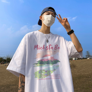直播有280克精品220克重磅纯棉美式潮牌印花宽松短袖t恤T970P28