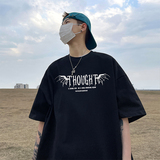 美式嘻哈重磅短袖男夏季潮牌痞帅玫瑰印花宽松体恤衫oversize半袖，男装T恤，电商A486