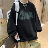 抖音品质重磅华棉2023春装美式印花潮流圆领卫衣D118-P40，男装卫衣，电商A486