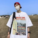 220克纯棉直播有重磅280G双纱美式潮牌卡通宽松短袖t恤T703-P25，男装T恤，电商A486