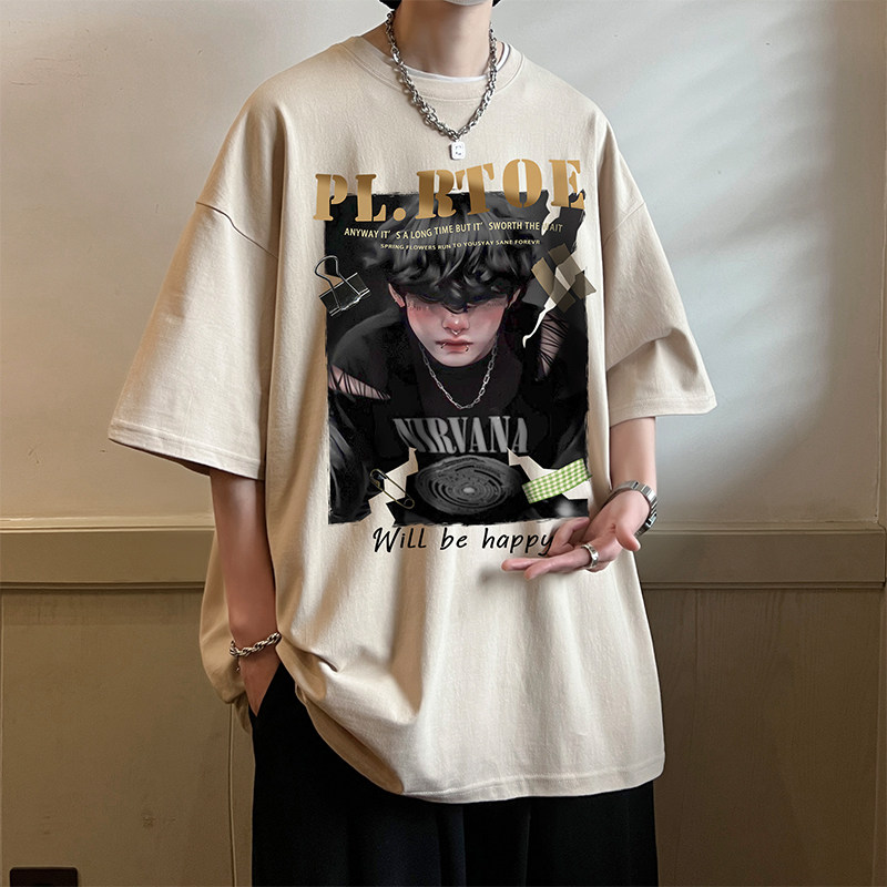 220克重磅美式潮牌宽松短袖t恤T899-P28直播供应280克高品质P35,男装T恤,电商A486