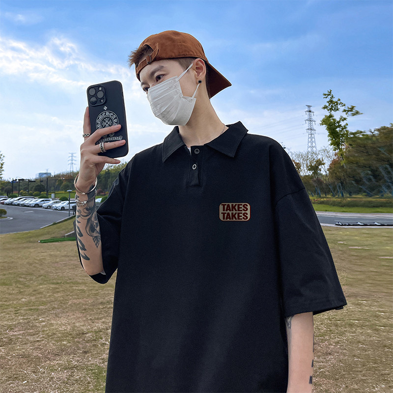 美式青春流行polo领短袖t恤男夏季印花宽松潮流翻领半袖PL06-P40,男装T恤,电商A486