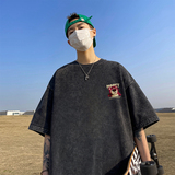 直播品质数据好240克重磅水洗纯棉美式潮牌宽松短袖t恤T921P38，男装T恤，电商A486