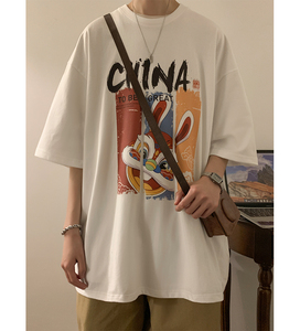 重磅纯棉 直播有280克双纱 宽松短袖t恤韩版半袖上衣 T587-P25图片
