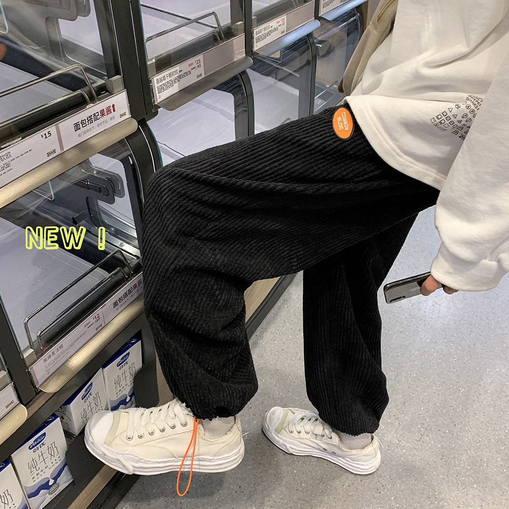 2023春季韩版休闲裤百搭纯色潮流男长裤宽松束脚九分裤 K89-P45图片