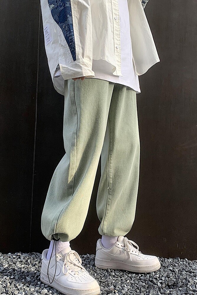 7色2023春装潮流宽松水洗牛仔裤韩版老爹束脚九分裤男K159-P40,男装牛仔裤,电商A486