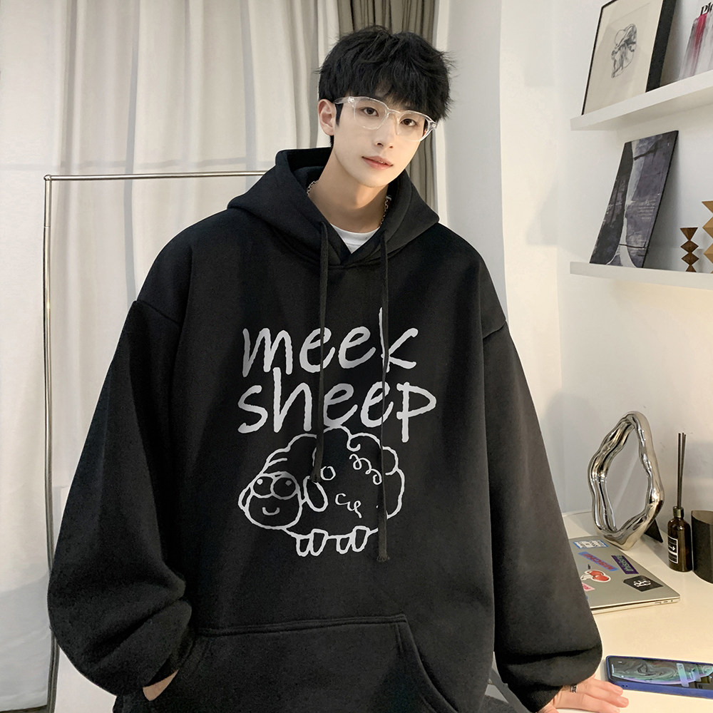 美式540克重磅加绒连帽卫衣男秋oversize高街ins潮牌原创小众设计,男装卫衣,电商A486