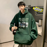 500g重磅冬装加绒加厚潮牌美式宽松连帽印花卫衣外套W579-P50，男装卫衣，电商A486