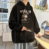 兔年系列冬装加绒加厚潮牌卡通宽松连帽印花卫衣外套W706-P50，男装卫衣，电商A486