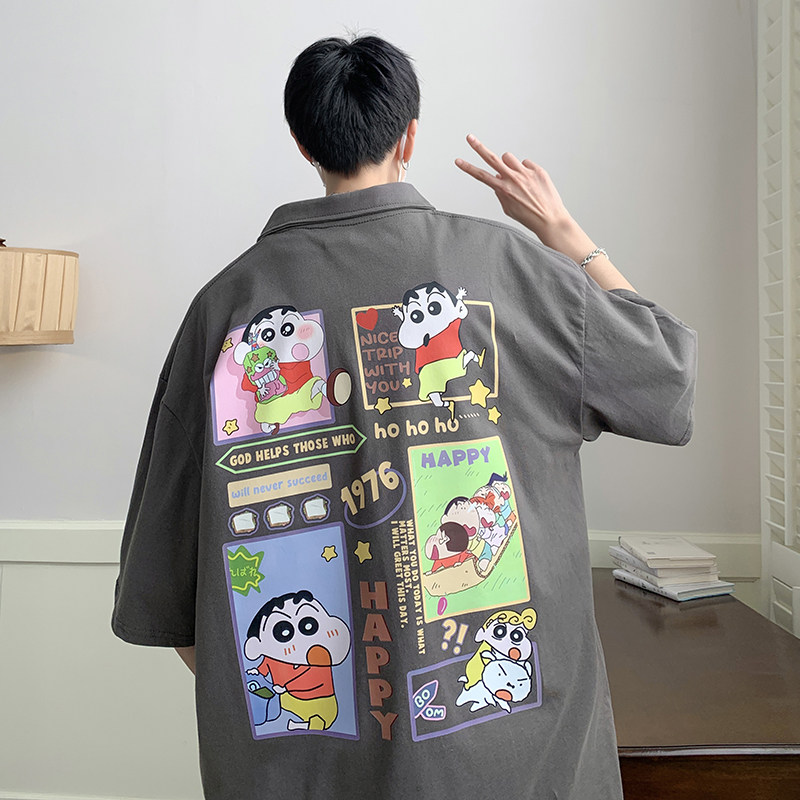 美式青春流行polo领短袖t恤男夏季印花宽松潮流翻领半袖 PL02-P40图片