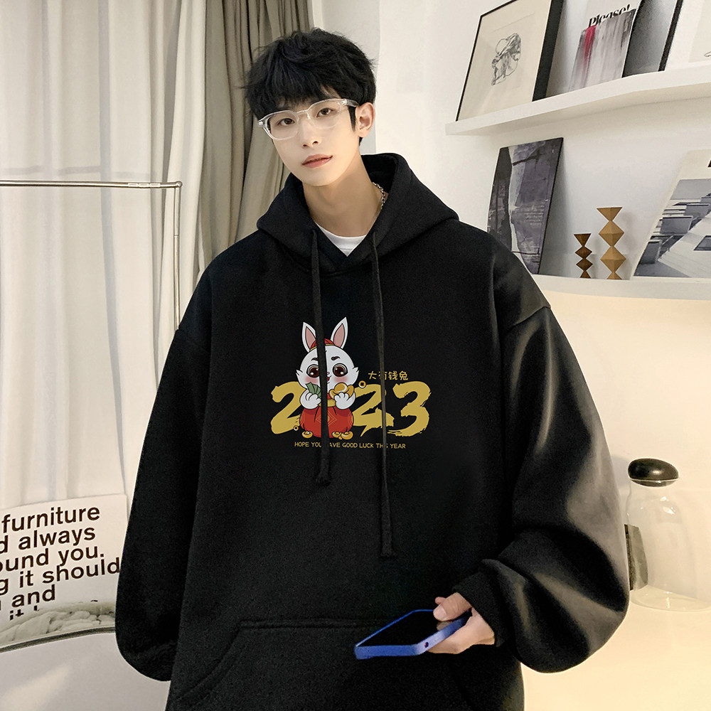 重磅华棉2023春装美式潮牌卡通宽松连帽卫衣外套W710-P50,男装卫衣,电商A486