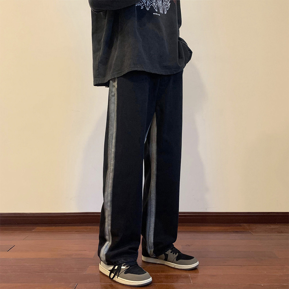 美式潮牌ins高街宽松直筒水洗牛仔裤男阔腿拖地老爹长裤K205-P50,男装牛仔裤,电商A486