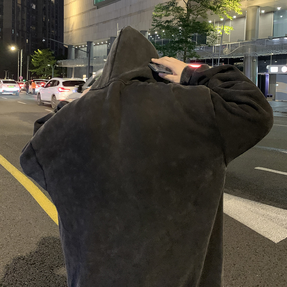 欧美式做旧水洗复古发泡印花潮流宽松连帽卫衣高街外套W310-P70,男装卫衣,电商A486