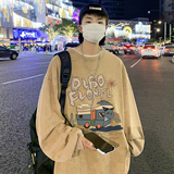 抖音品质数据超好美式水洗做旧潮牌宽松长袖t恤CT207-P45控58，男装T恤，电商A486
