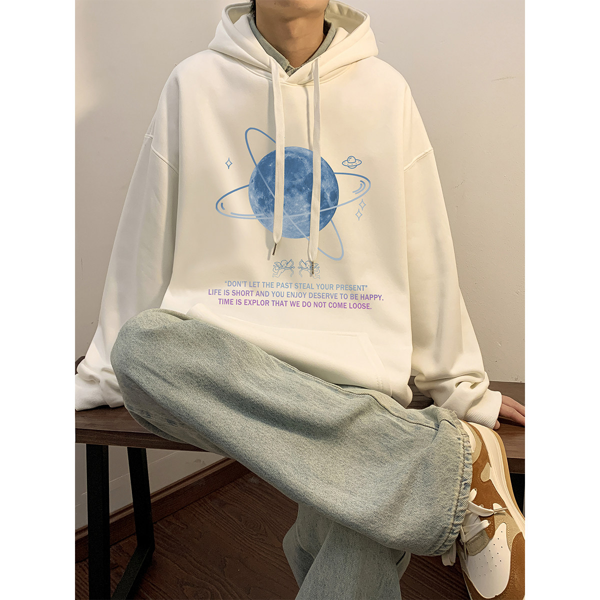 重磅华棉2023春装美式潮牌印花宽松连帽卫衣外套W577-P50,男装卫衣,电商A486