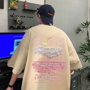直播有280克精品 220克重磅纯棉 美式潮牌印花宽松短袖t恤T973P28图片