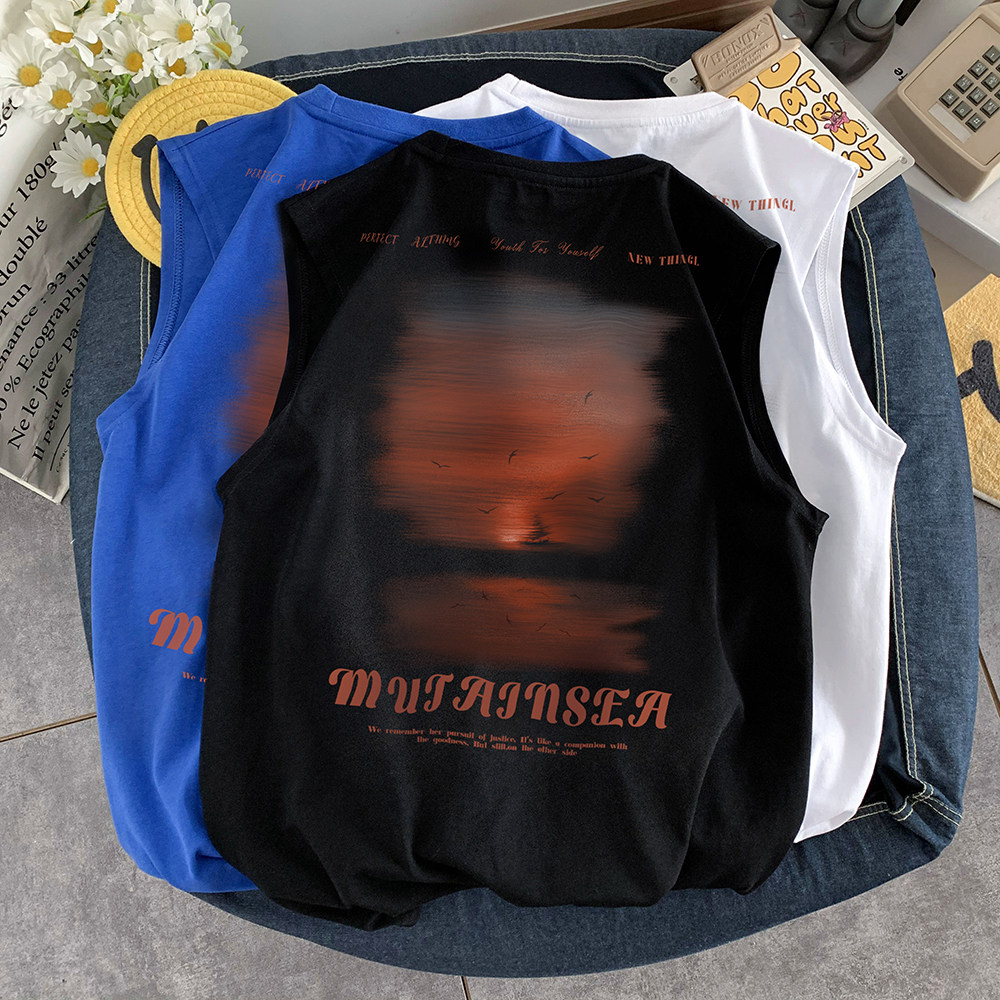 数据超好抖音品质印花宽松无袖背心韩版ins风潮牌t恤BX610-P20,男装背心/马甲,电商A486