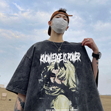 数据超好重磅抖音品质美式复古蜡染水洗做旧宽松短袖t恤T811P35，男装T恤，电商A486